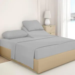 Split Top King Sheets Sets for Adjustable Beds - 600 Thread Count, 100% Egyptian Cotton Split Head King Sheets - 34 inch Down Flex Head King Split Sheet Set for Sleep Number Bed - 4 Piece (Light Grey)