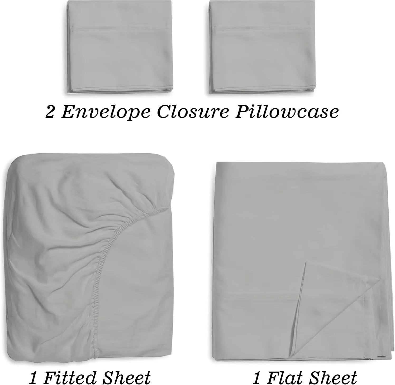 Split Top King Sheets Sets for Adjustable Beds - 600 Thread Count, 100% Egyptian Cotton Split Head King Sheets - 34 inch Down Flex Head King Split Sheet Set for Sleep Number Bed - 4 Piece (Light Grey)