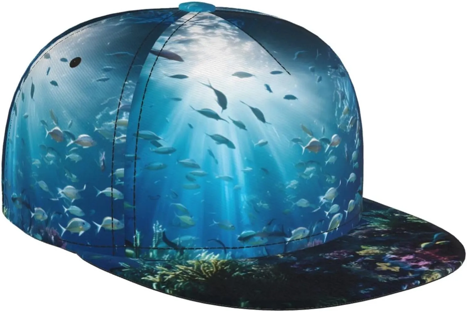 Submarine World Outdoor Sports Baseball Cap, Daily Sports Adjustable Fashionable Flat Brim hat, Unisex Four-Season Outdoor Sports Cap, Black