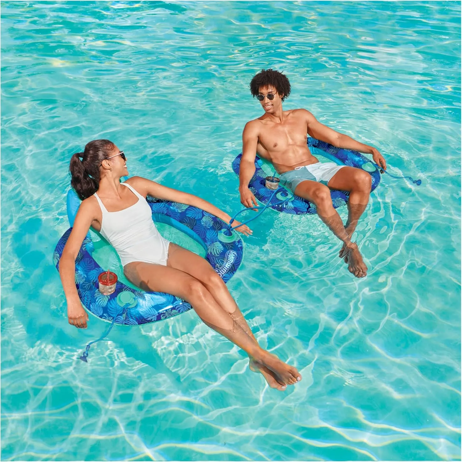Swimways Elite Spring Float Sunseat Pool Lounger, Inflatable Pool Floats Adult with Fast Inflation, Pool Lounge Chair for Adults up to 250 lbs