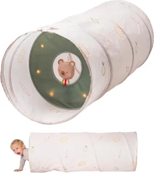 Taf Toys Play Light Tunnel Tent for Toddlers 1-3 - Baby Tunnel with Plush Bear - Engage Senses & Encourage Crawling - Twinkling Lights & Dual Light Modes - Kids Toddler Tunnels Crawl Indoor & Outdoor