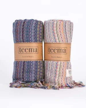 Teema Large Turkish Beach Towel Bundle - 100% Turkish Cotton - Sand Free - Fast Drying - Versatile and Multi-Use - The Labyrinth Pairing 2