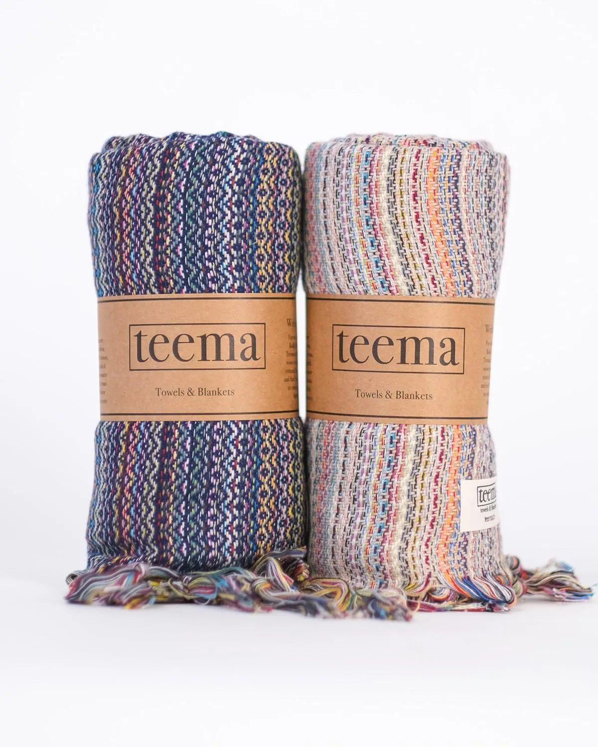 Teema Large Turkish Beach Towel Bundle - 100% Turkish Cotton - Sand Free - Fast Drying - Versatile and Multi-Use - The Labyrinth Pairing 2