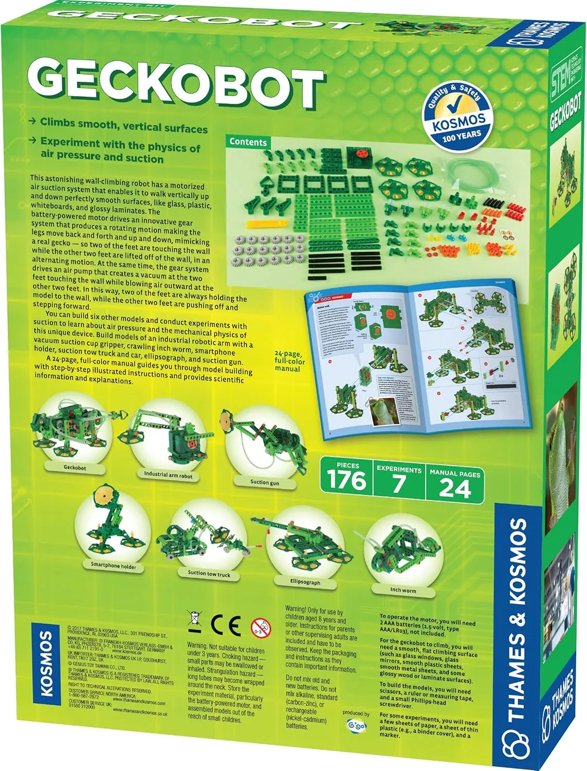 Thames & Kosmos Geckobot STEM Experiment Kit | Build a Wall-Climbing Robot & 6 Other Mechanical Creations | Explore The Physics of Air Pressure & Suction | Difficulty Level: Advanced