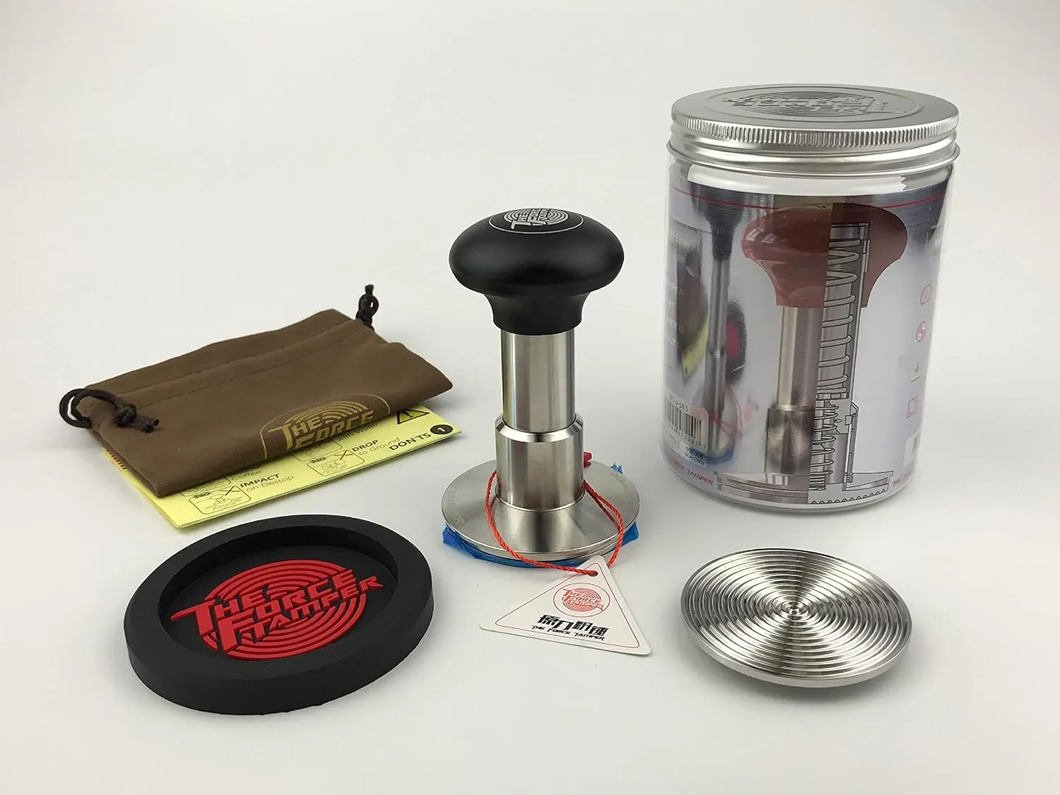 The Force Tamper Automatic Impact Coffee Tamper Adjustable Const Pressure and Autoleveling Extend Set New (Jelly, 58.50mm)