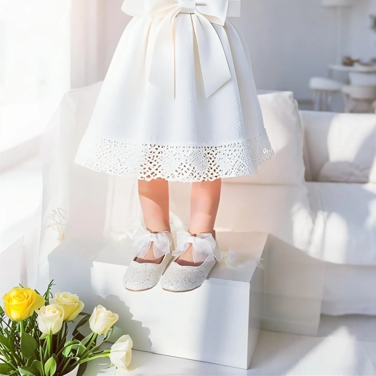 THEE BRON Toddler Dress Shoes Flower Girls Glitter Mary Jane Ballerina Flat Shoes