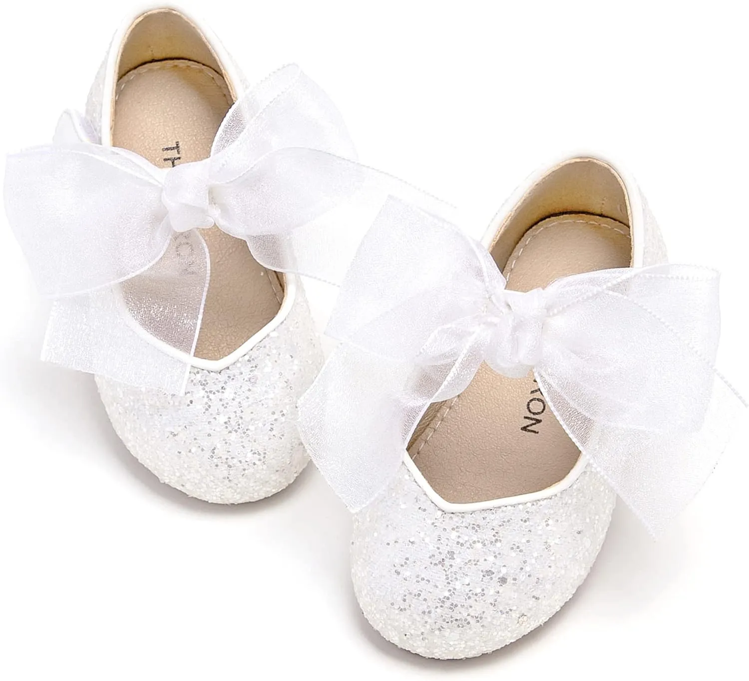 THEE BRON Toddler Dress Shoes Flower Girls Glitter Mary Jane Ballerina Flat Shoes