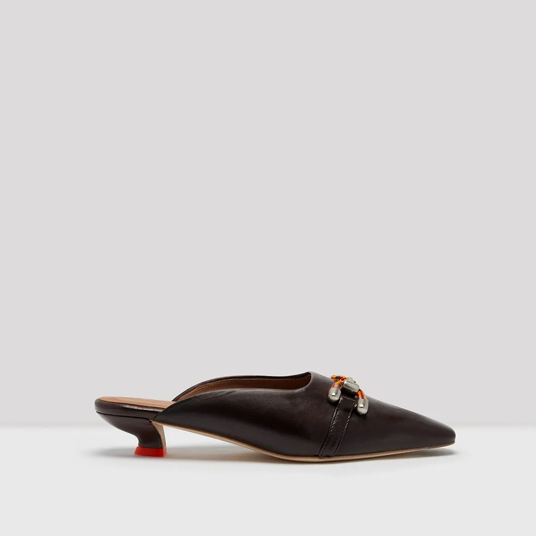 Time-sensitive Brown Liliana Leather Dark Mid-Heels IoT-powered Nappa