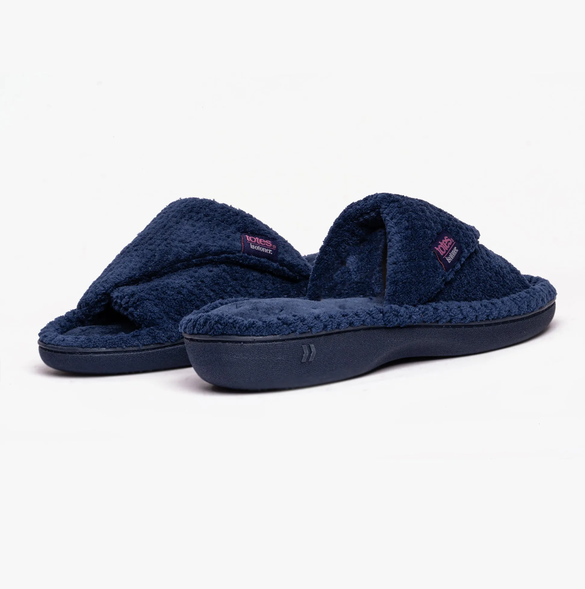 Totes Isotoner POPCORN TURNOVER Womens Mule Slippers Navy