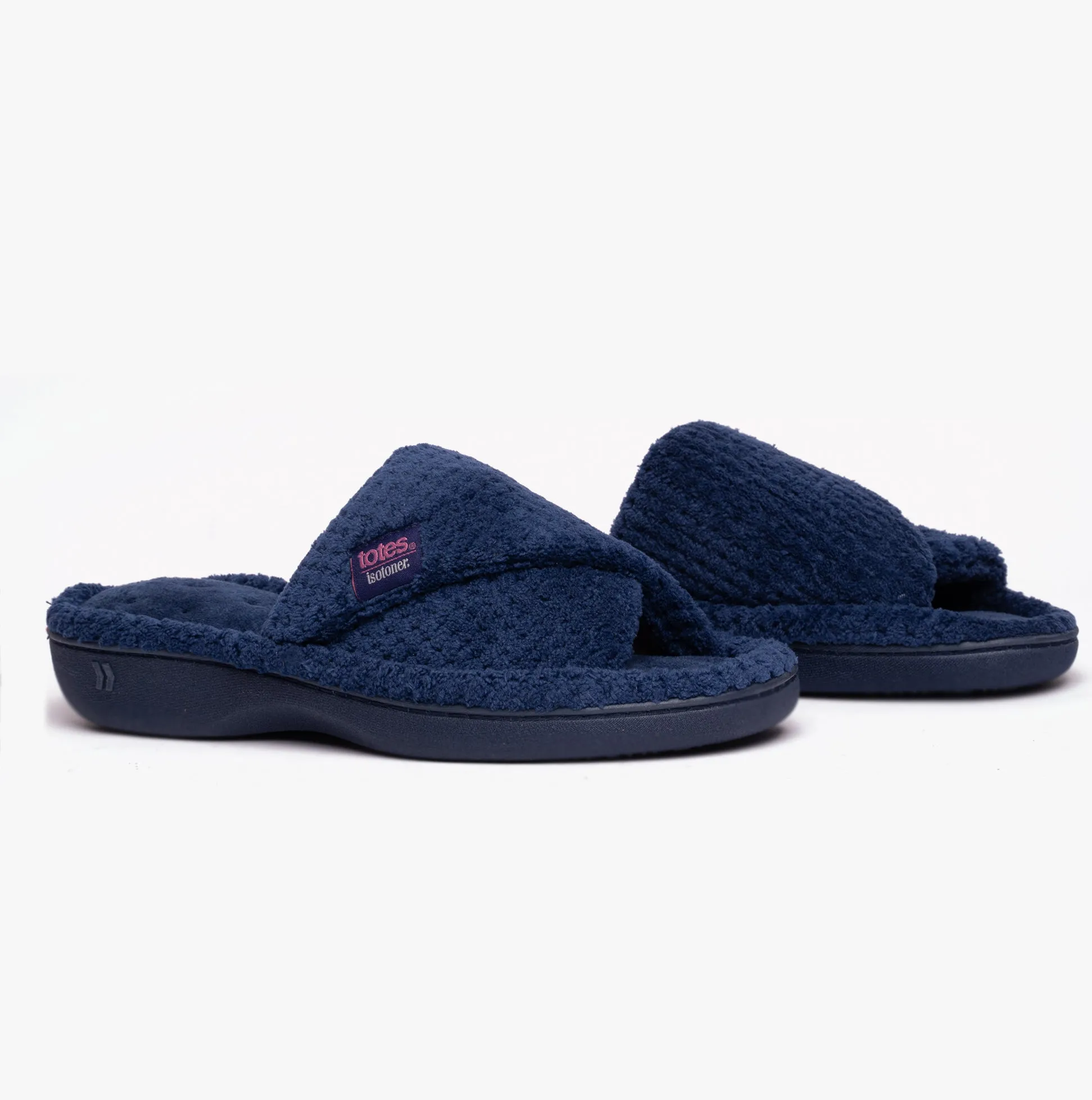 Totes Isotoner POPCORN TURNOVER Womens Mule Slippers Navy