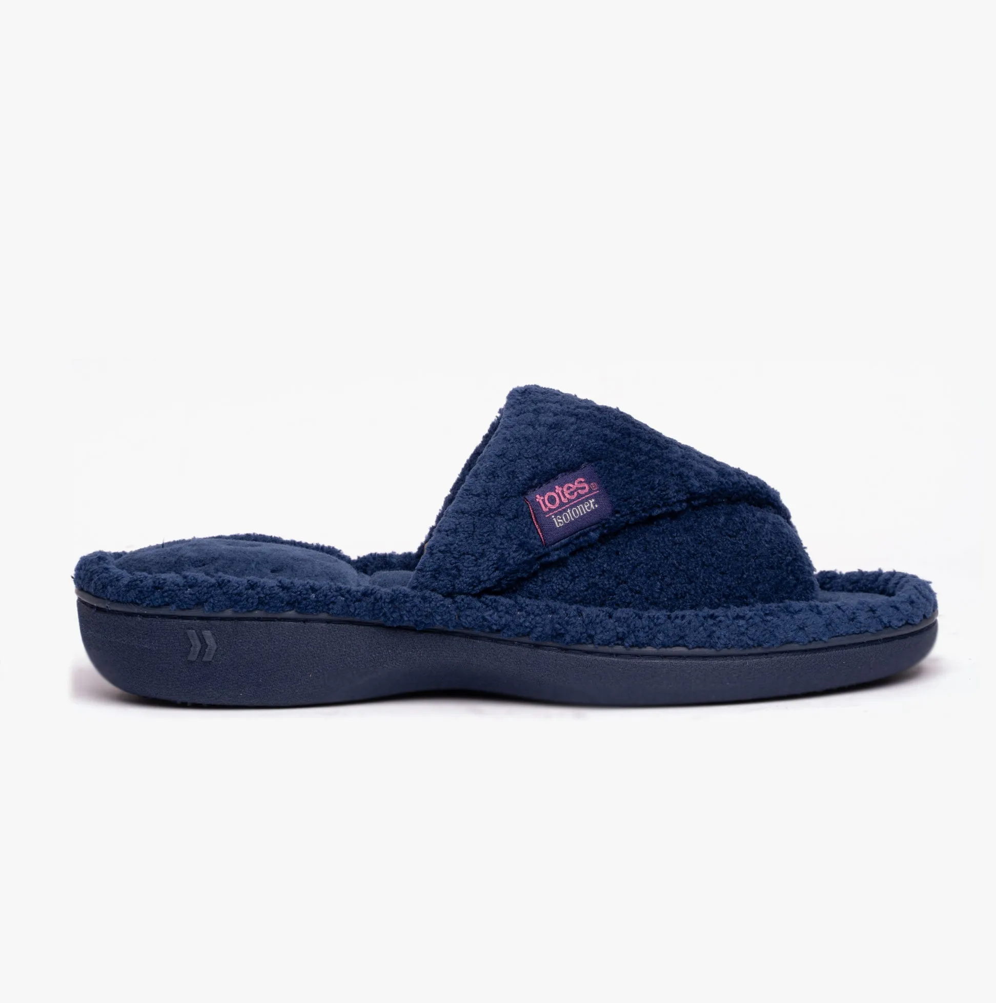 Totes Isotoner POPCORN TURNOVER Womens Mule Slippers Navy