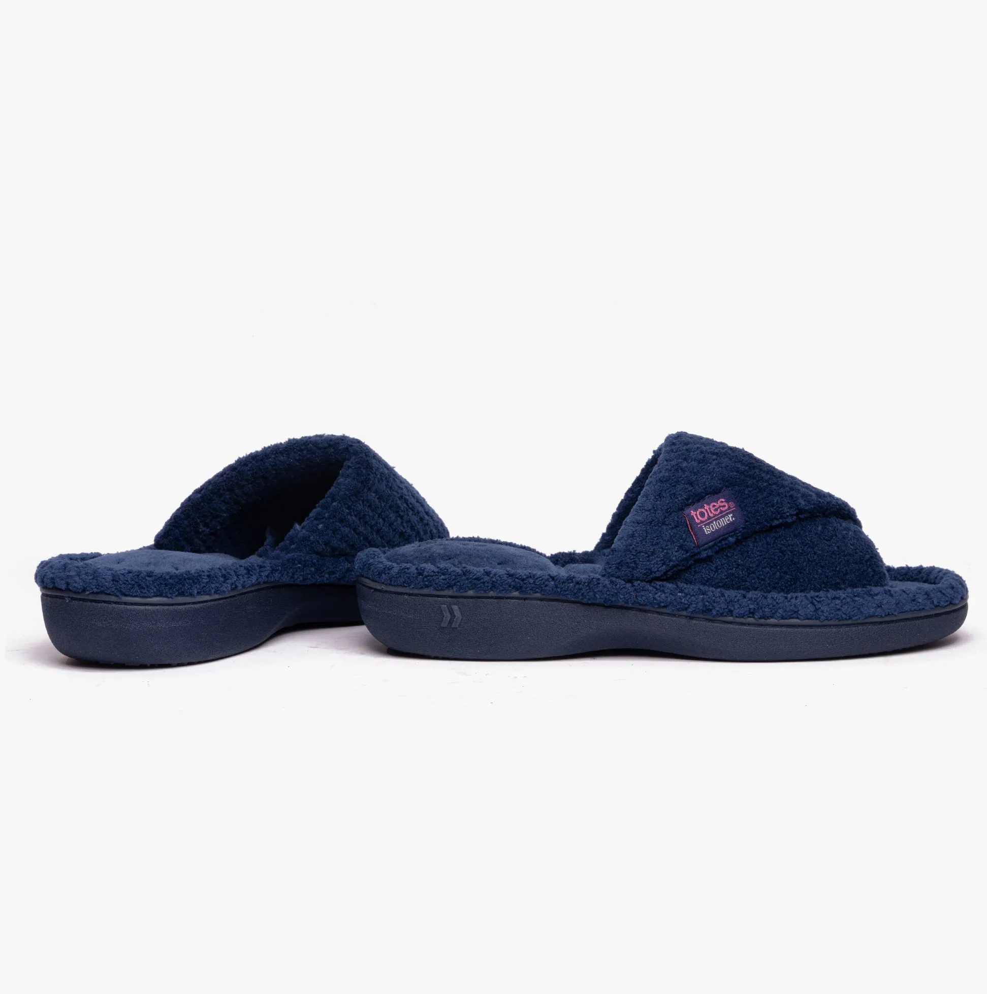 Totes Isotoner POPCORN TURNOVER Womens Mule Slippers Navy