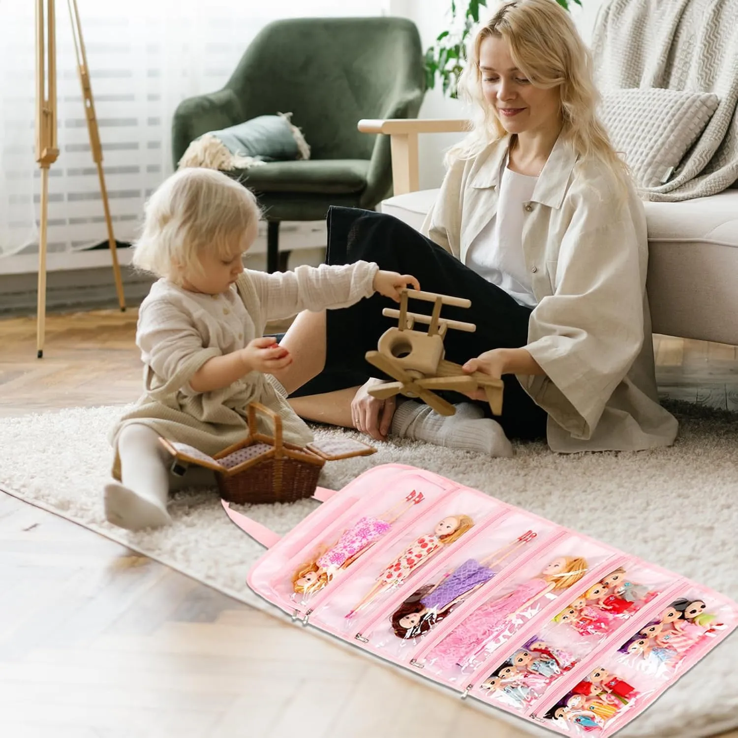 Toy Dolls Storage Bag Tote Carrying Case Compatible with LOL Surprise Toys Dolls Omg, Hanging Organizer Storage Bag with 8 Clear Window Pockets, Bag Only (01-Bow Unicorn)