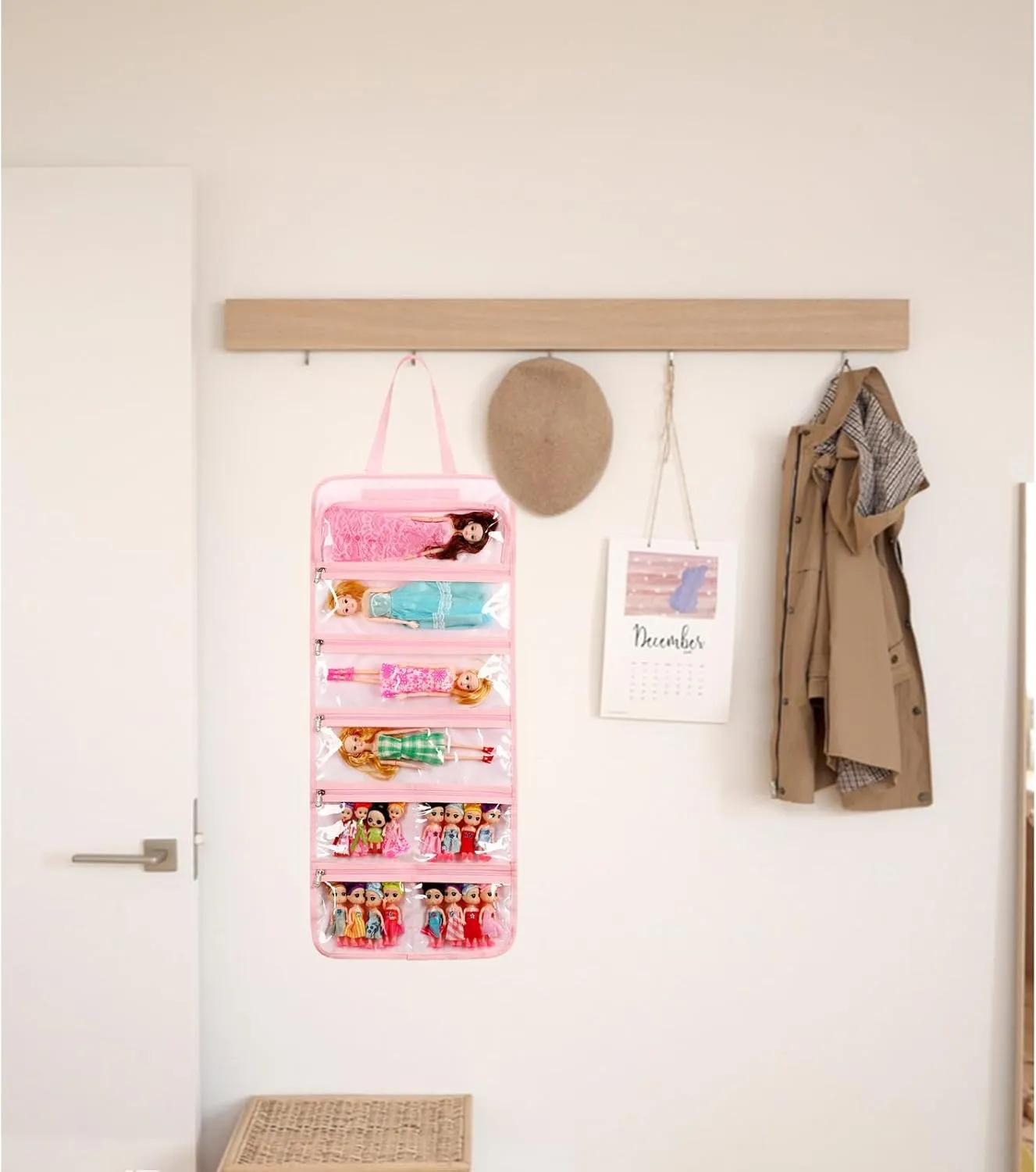 Toy Dolls Storage Bag Tote Carrying Case Compatible with LOL Surprise Toys Dolls Omg, Hanging Organizer Storage Bag with 8 Clear Window Pockets, Bag Only (01-Bow Unicorn)