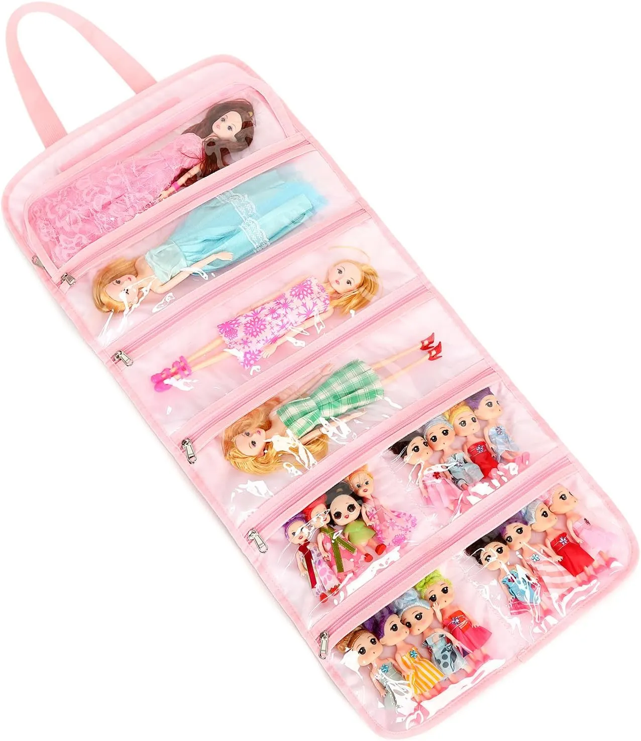 Toy Dolls Storage Bag Tote Carrying Case Compatible with LOL Surprise Toys Dolls Omg, Hanging Organizer Storage Bag with 8 Clear Window Pockets, Bag Only (01-Bow Unicorn)