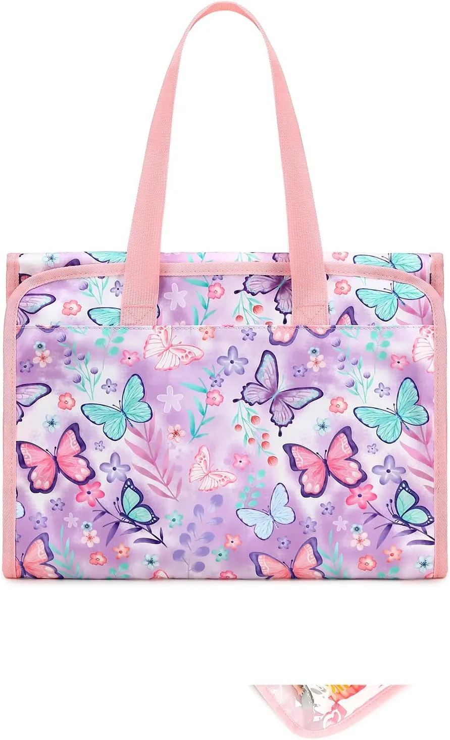 Toy Dolls Storage Bag Tote Carrying Case Compatible with LOL Surprise Toys Dolls Omg, Hanging Organizer Storage Bag with 8 Clear Window Pockets, Bag Only (03-Butterfly Purple)
