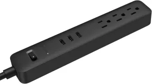 TP Quality 3 Outlet 3 Fast Charging USB Ports Switch Power Strip Surge Protector 4Ft Extension Cord with Flat Plug for Dorm Room Office Home Work iPhone iPad UL Listed Muti-Pack (Black)