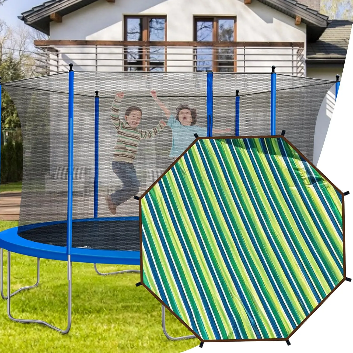 Trampoline Shade Cover Waterproof UV Trampoline Top Cover Sunproof Canopy Outdoor Sports Accessories Easy To Install For Backyard Playground