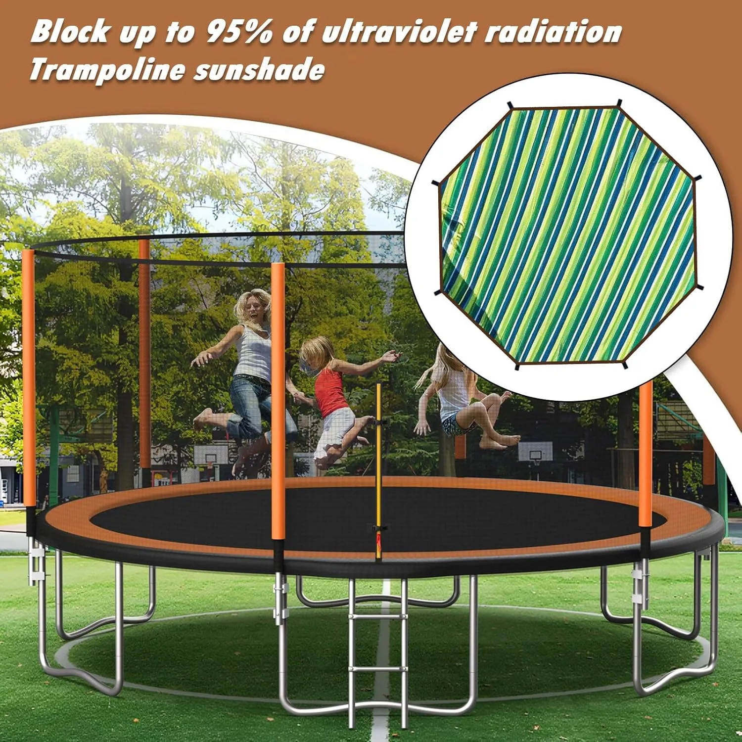 Trampoline Shade Cover Waterproof UV Trampoline Top Cover Sunproof Canopy Outdoor Sports Accessories Easy To Install For Backyard Playground