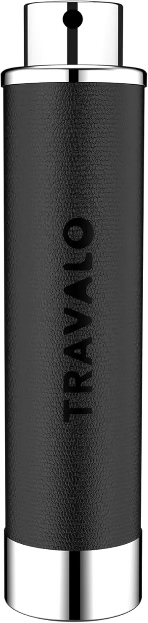 Travalo Walzer Refillable Perfume Atomizer - Pocket-Size, Leak-Proof, Glass-Free Spray Bottle Safe for Air Travel - Mini Perfume Bottle with Black Leather Cover