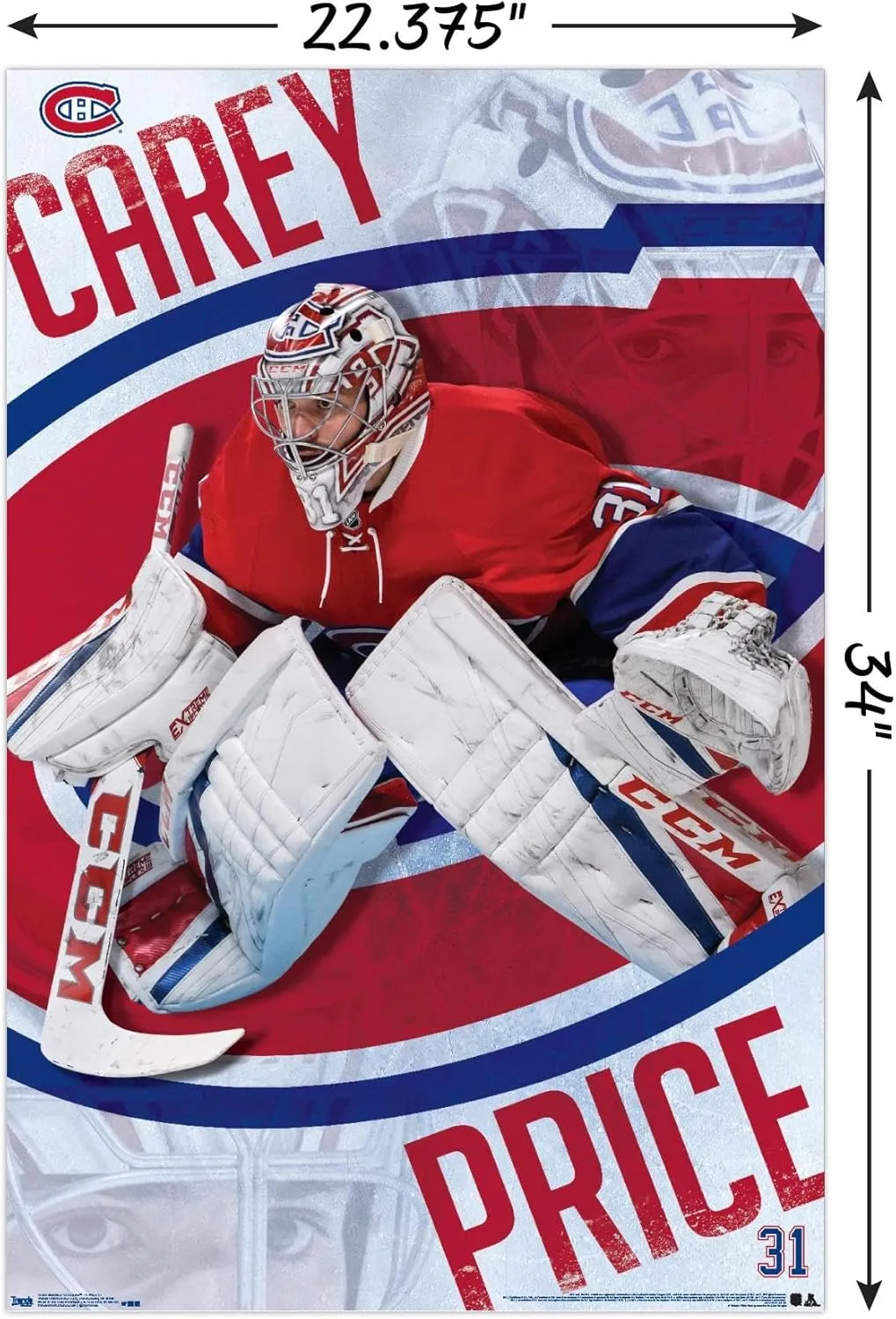 Trends International NHL Montreal Canadiens - Carey Price 17 Wall Poster, 22.375" x 34", Poster & Clip Bundle