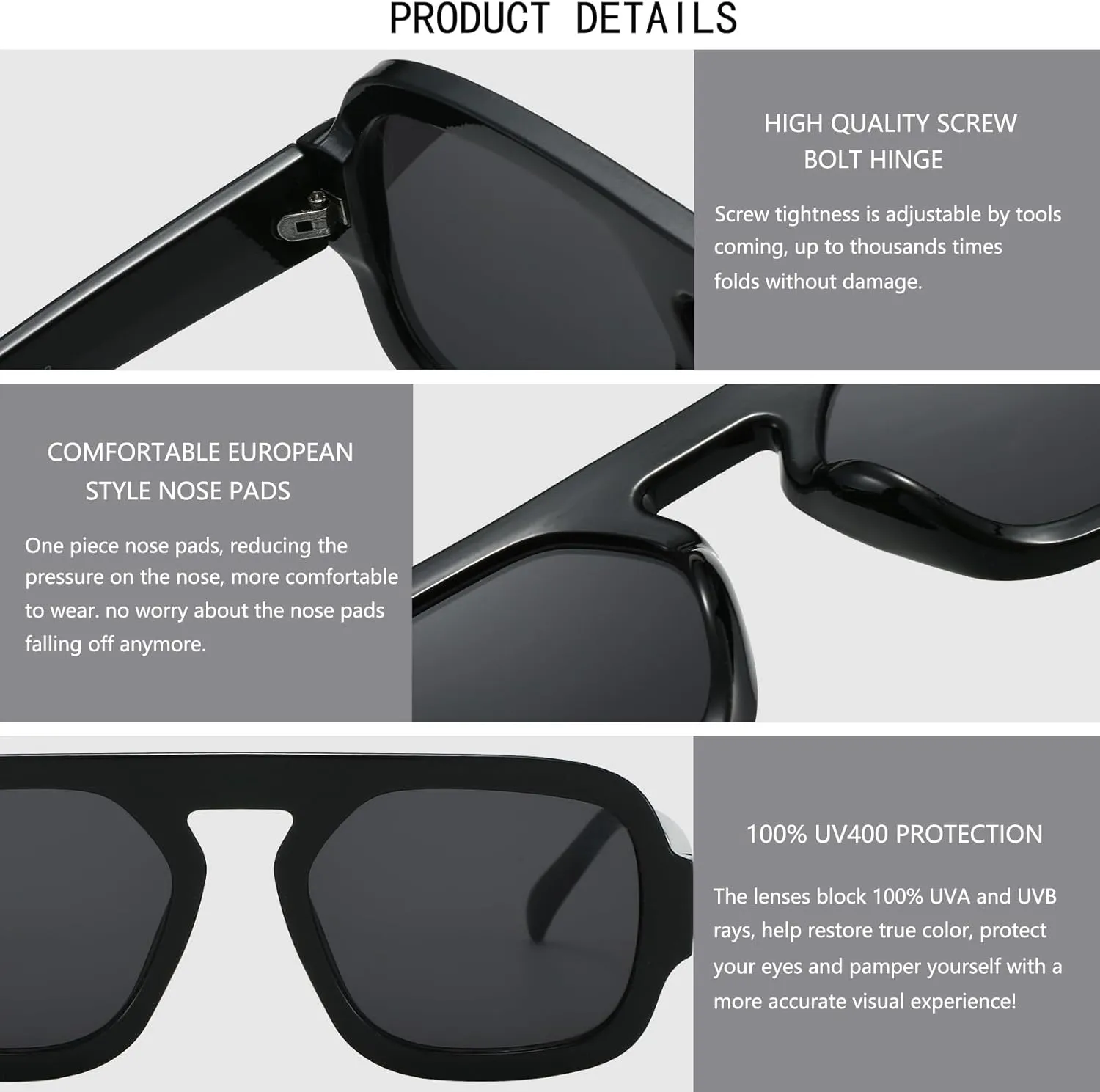 Trendy Square Aviator Sunglasses for Women Flat Top Designer Stylish Frame Sun Glasses Vintage Shades