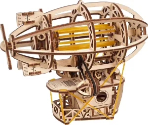 UGEARS Wooden 3D Puzzles for Adults - Steampunk Airship Mini Model Kit - DIY Wooden Zeppelin Puzzle with Rubber Band Motor - Wood Puzzles Models for Adults to Build Easy Assembly - 170 Pcs