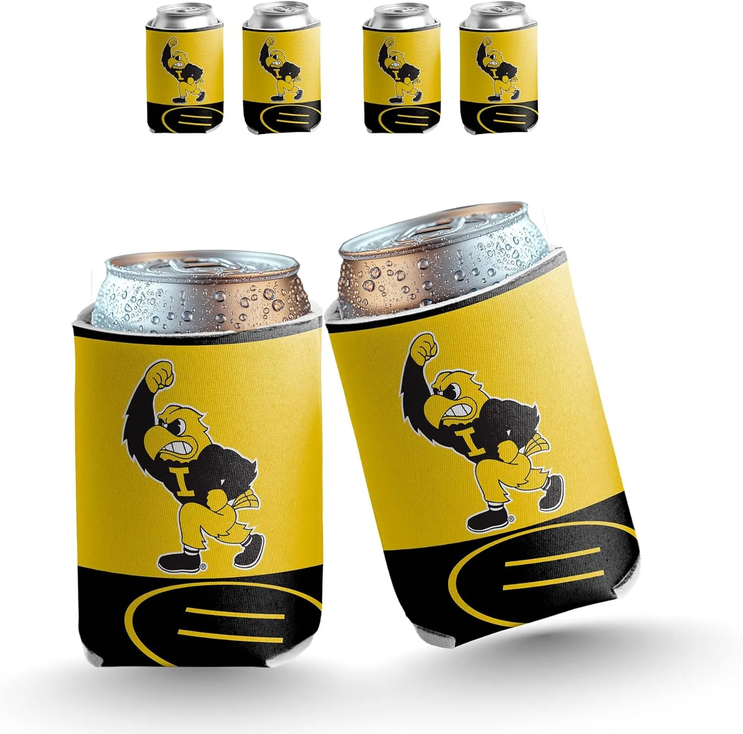 University of Iowa Can Coolers – 6-Pack Officially Licensed Hawkeyes Drink Sleeves – Fits 12oz Cans & Bottles – Foam Insulated for Tailgating, BBQs & Game Day – VictoryStore