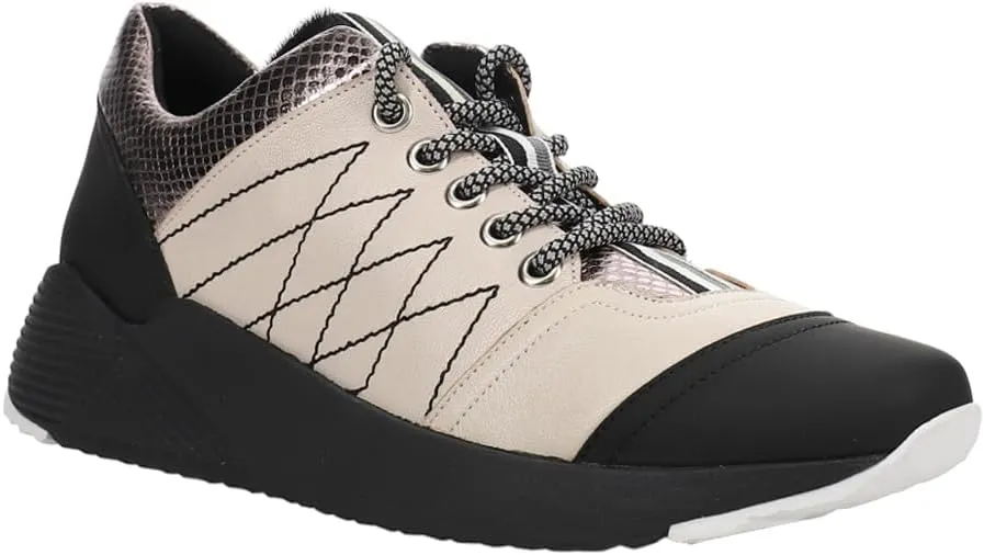 VANELi Womens Aberly Metallic Lace Up Sneakers Shoes Casual - Black, Off White