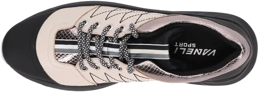 VANELi Womens Aberly Metallic Lace Up Sneakers Shoes Casual - Black, Off White