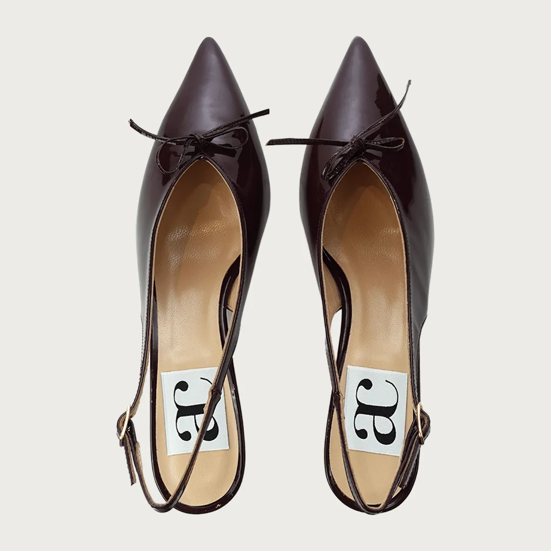 VENERE KITTEN HEEL BURGUNDY PATENT