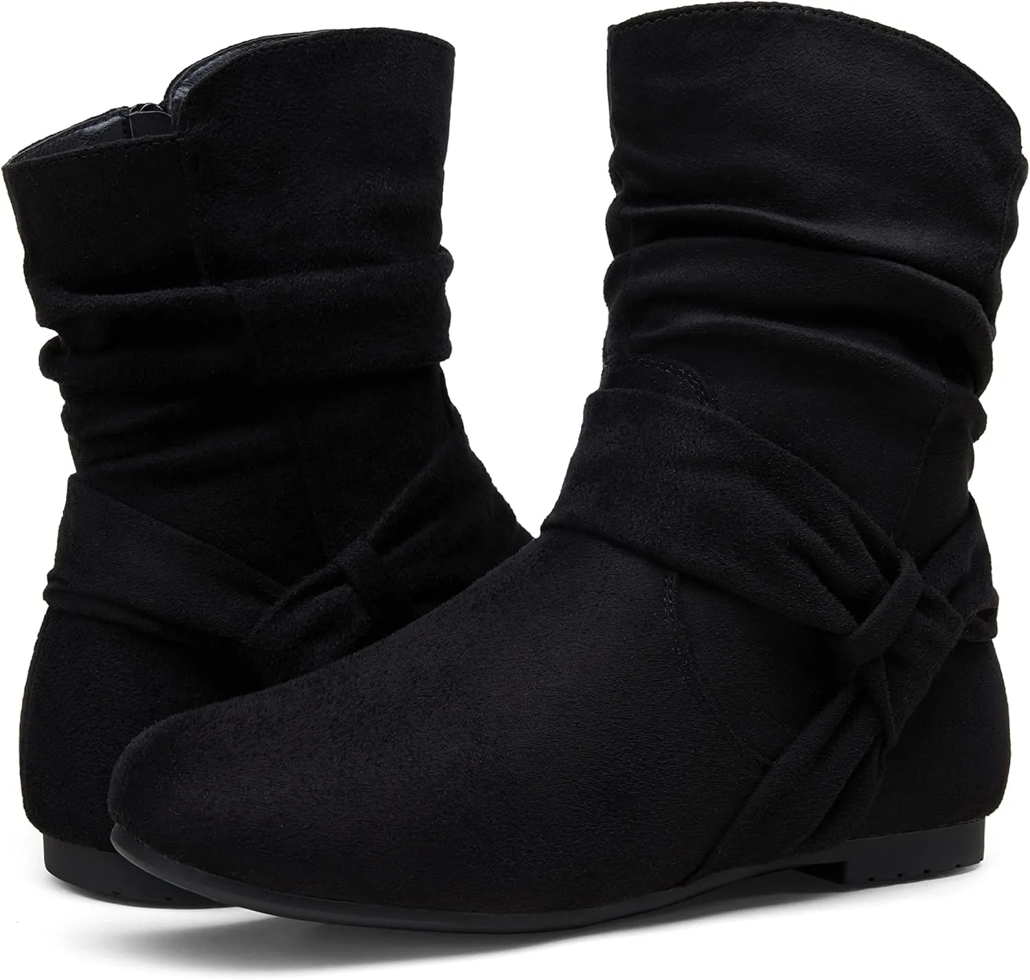 Vepose Women's Slouch Ankle Flat Boots Fashion Short Low Heel Zipper 939A Booties