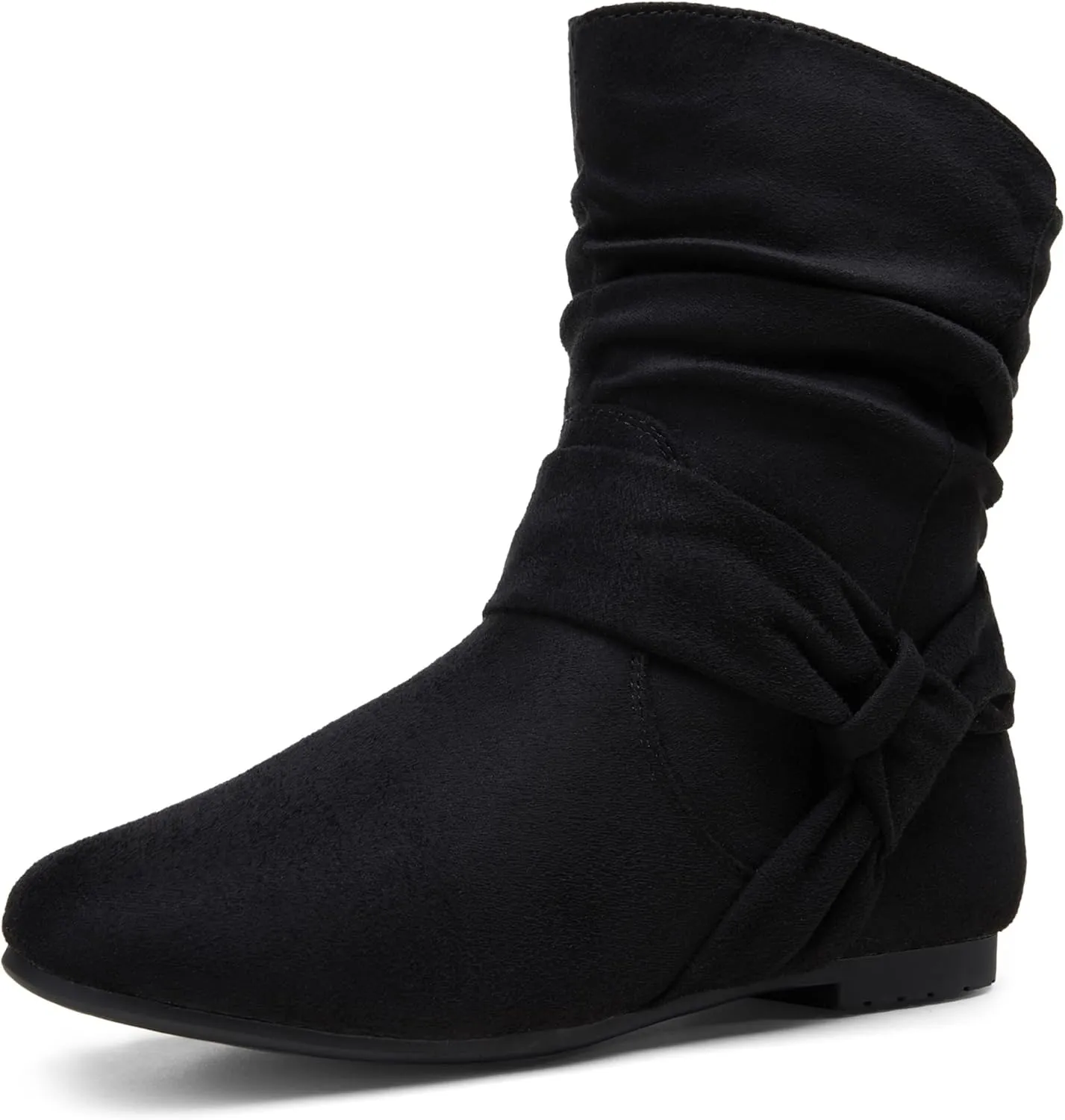 Vepose Women's Slouch Ankle Flat Boots Fashion Short Low Heel Zipper 939A Booties