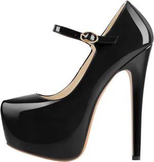 VERISSON Fashion Mary Jane High Heeled Platform Pumps Buckle Strappy Stiletto Court Shoes for Wedding Dress