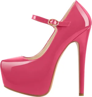 VERISSON Fashion Mary Jane High Heeled Platform Pumps Buckle Strappy Stiletto Court Shoes for Wedding Dress