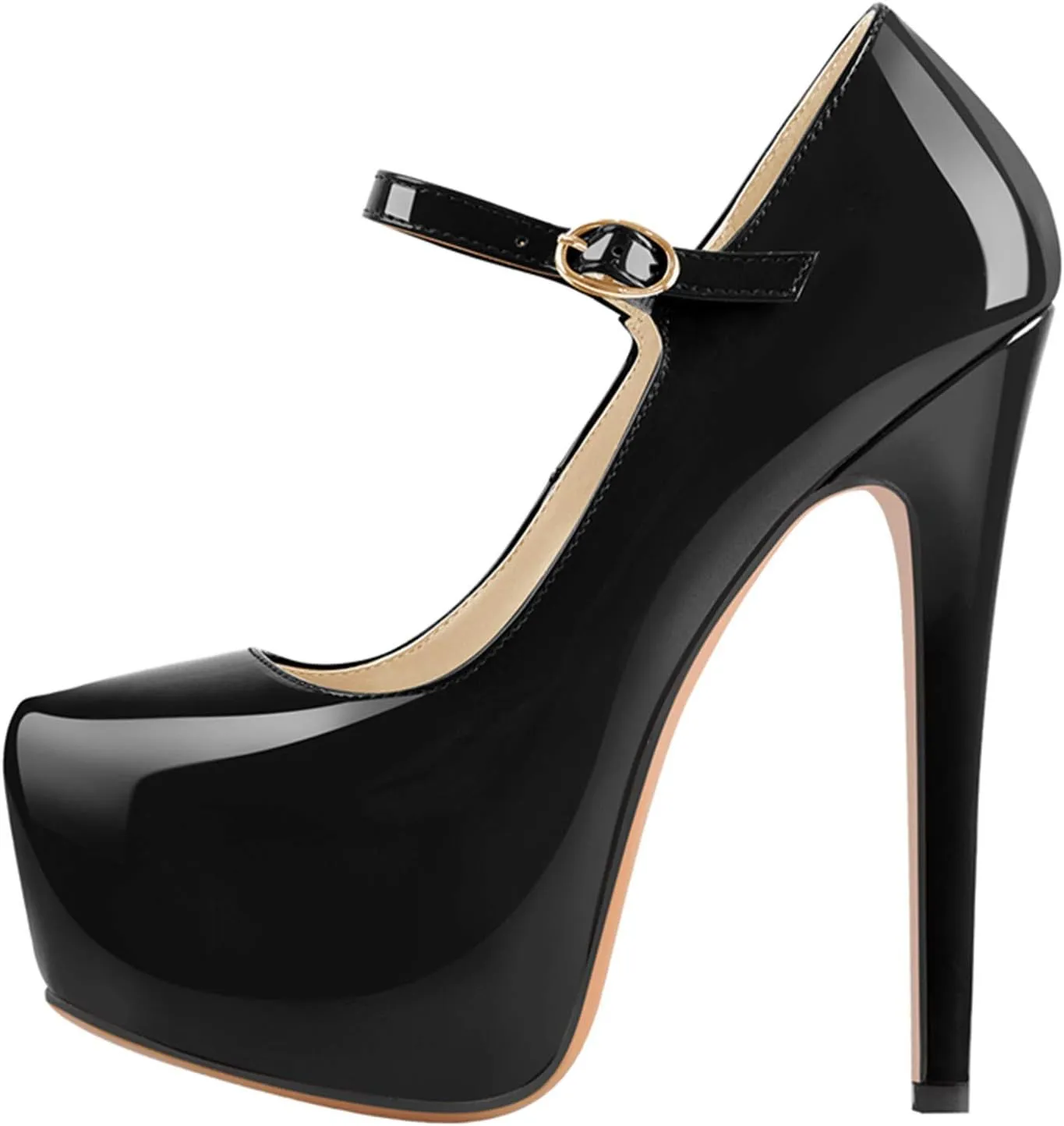 VERISSON Fashion Mary Jane High Heeled Platform Pumps Buckle Strappy Stiletto Court Shoes for Wedding Dress