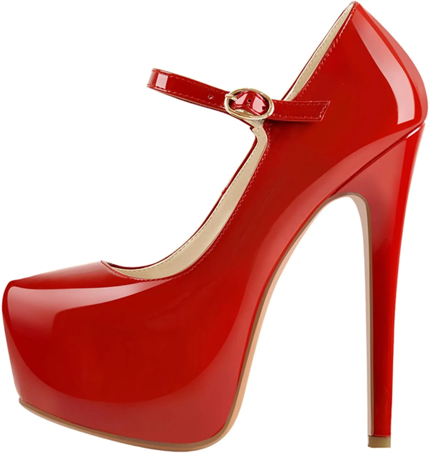 VERISSON Fashion Mary Jane High Heeled Platform Pumps Buckle Strappy Stiletto Court Shoes for Wedding Dress