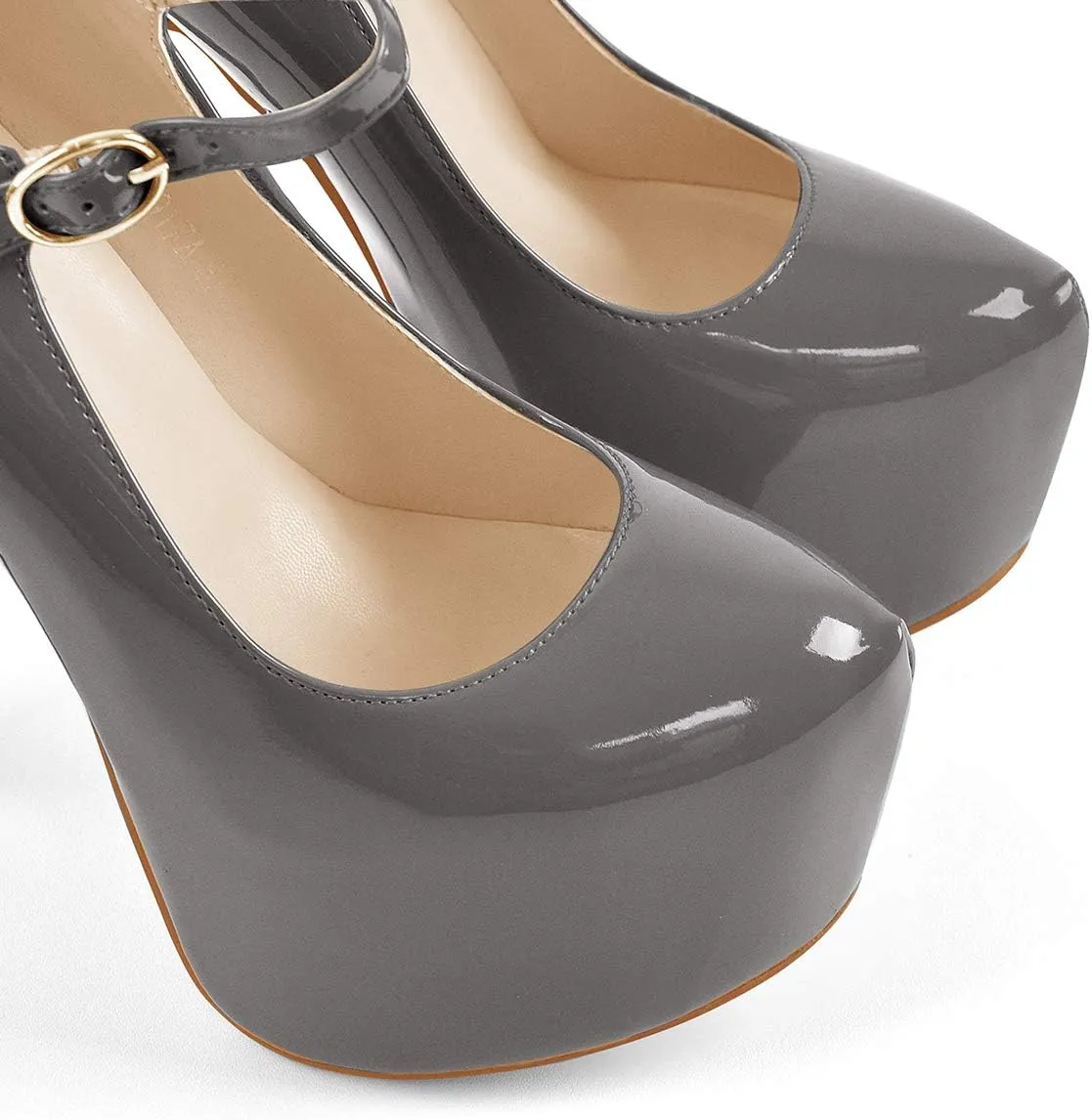 VERISSON Fashion Mary Jane High Heeled Platform Pumps Buckle Strappy Stiletto Court Shoes for Wedding Dress
