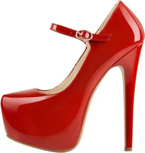 VERISSON Fashion Mary Jane High Heeled Platform Pumps Buckle Strappy Stiletto Court Shoes for Wedding Dress