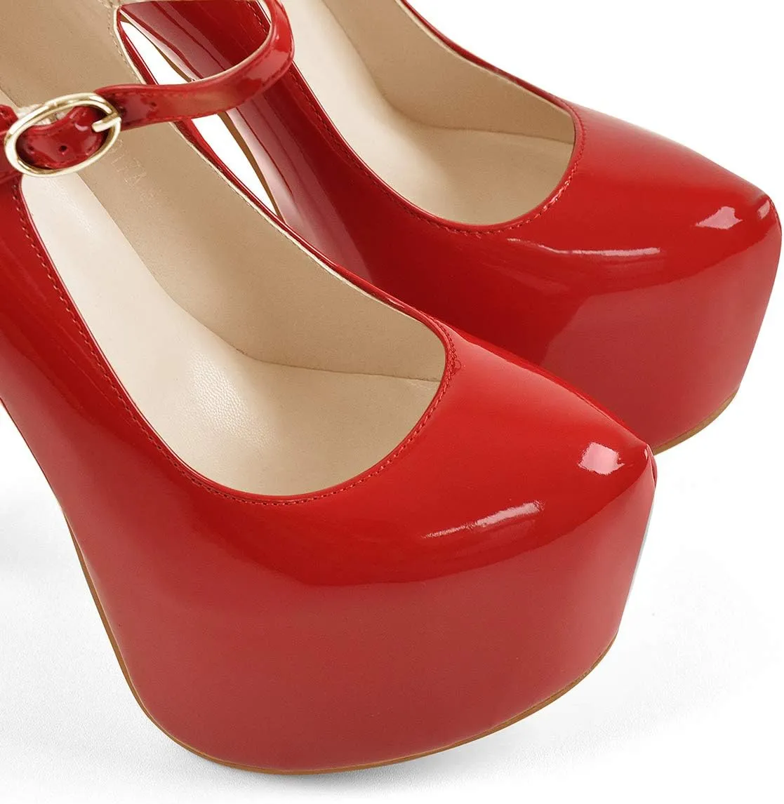 VERISSON Fashion Mary Jane High Heeled Platform Pumps Buckle Strappy Stiletto Court Shoes for Wedding Dress