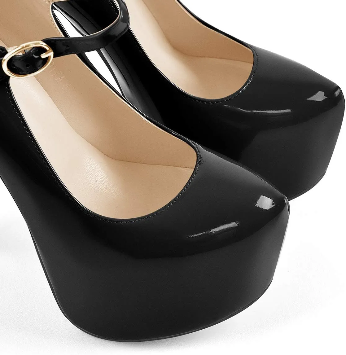 VERISSON Fashion Mary Jane High Heeled Platform Pumps Buckle Strappy Stiletto Court Shoes for Wedding Dress