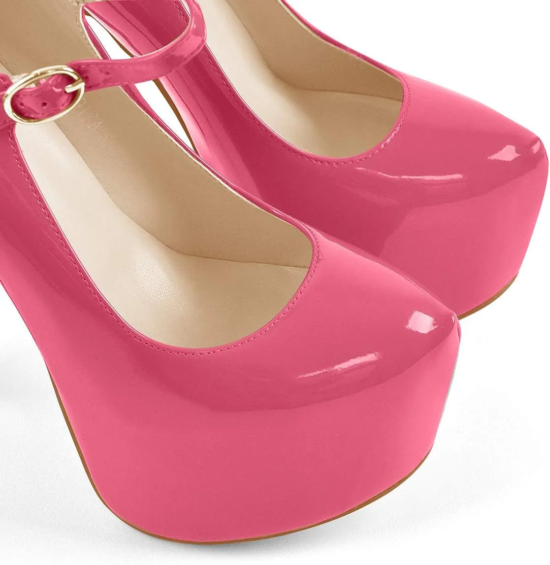 VERISSON Fashion Mary Jane High Heeled Platform Pumps Buckle Strappy Stiletto Court Shoes for Wedding Dress