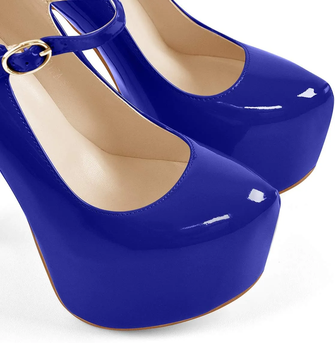 VERISSON Fashion Mary Jane High Heeled Platform Pumps Buckle Strappy Stiletto Court Shoes for Wedding Dress