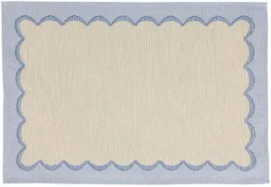 Vietri Tavola Blue Scalloped Placemats, Set of 4-19" Polyester Table Mats - Dinner Table Cover