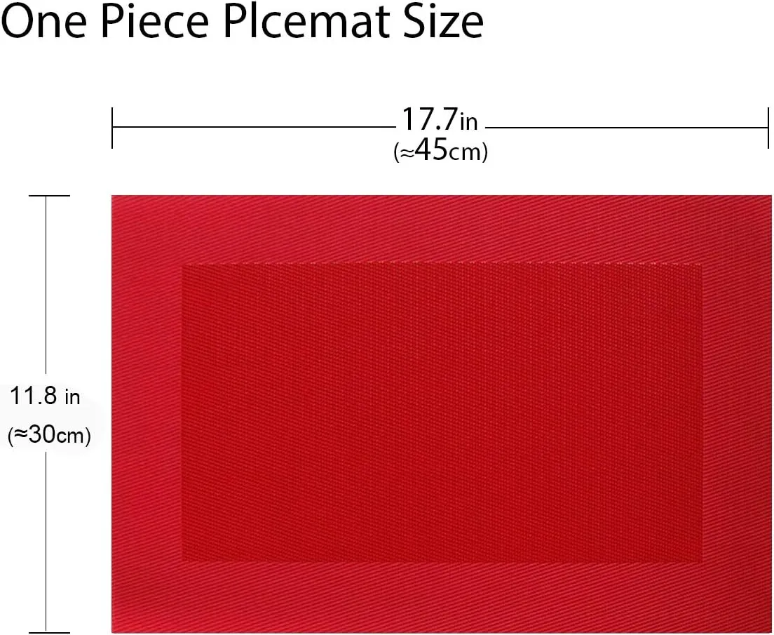 Vinyl Placemats Heat-Resistant Table Mats Washable Easy Clean Plastic Placemats for Dining Table Set of 4(Red)