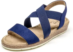 VJH confort Women's Flat sandals, Comfort Slip-on Elastic ankle strap Slingback Light Weight Casual Walking Sandals