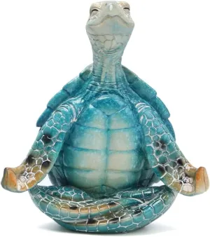 VVGIFTS Sea Turtle Meditation Yoga Decor, Garden Figurine Sea Turtle Meditating Coastal Beach Decorations, Zen Yoga Resin Statue for Home Office Decorations (Put The Palm Separate)
