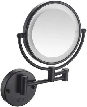 Wall Mounted Makeup Mirror,Two-Sided Swivel Wall Mount Mirror Two-Sided Extendable,360 Degree Swivel,Extendable Arm(Matte Black,5X)