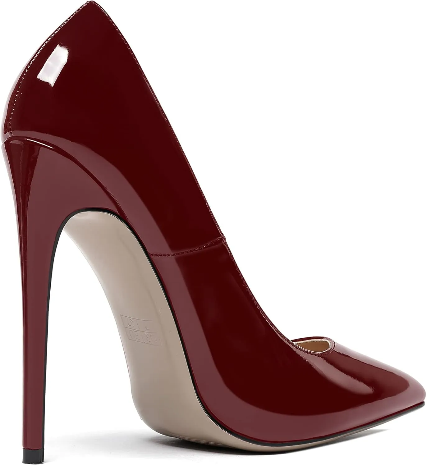 WAYDERNS Women's Patent Slim Pointed Toe Slip On Solid Stiletto High Heel Pumps Shoes 4.7 Inch