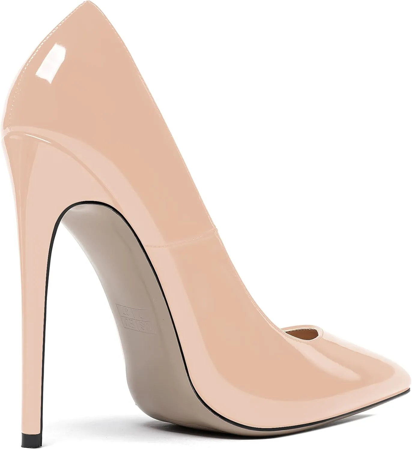 WAYDERNS Women's Patent Slim Pointed Toe Slip On Solid Stiletto High Heel Pumps Shoes 4.7 Inch